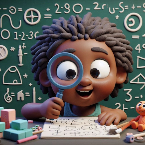 kid zooming in on math
